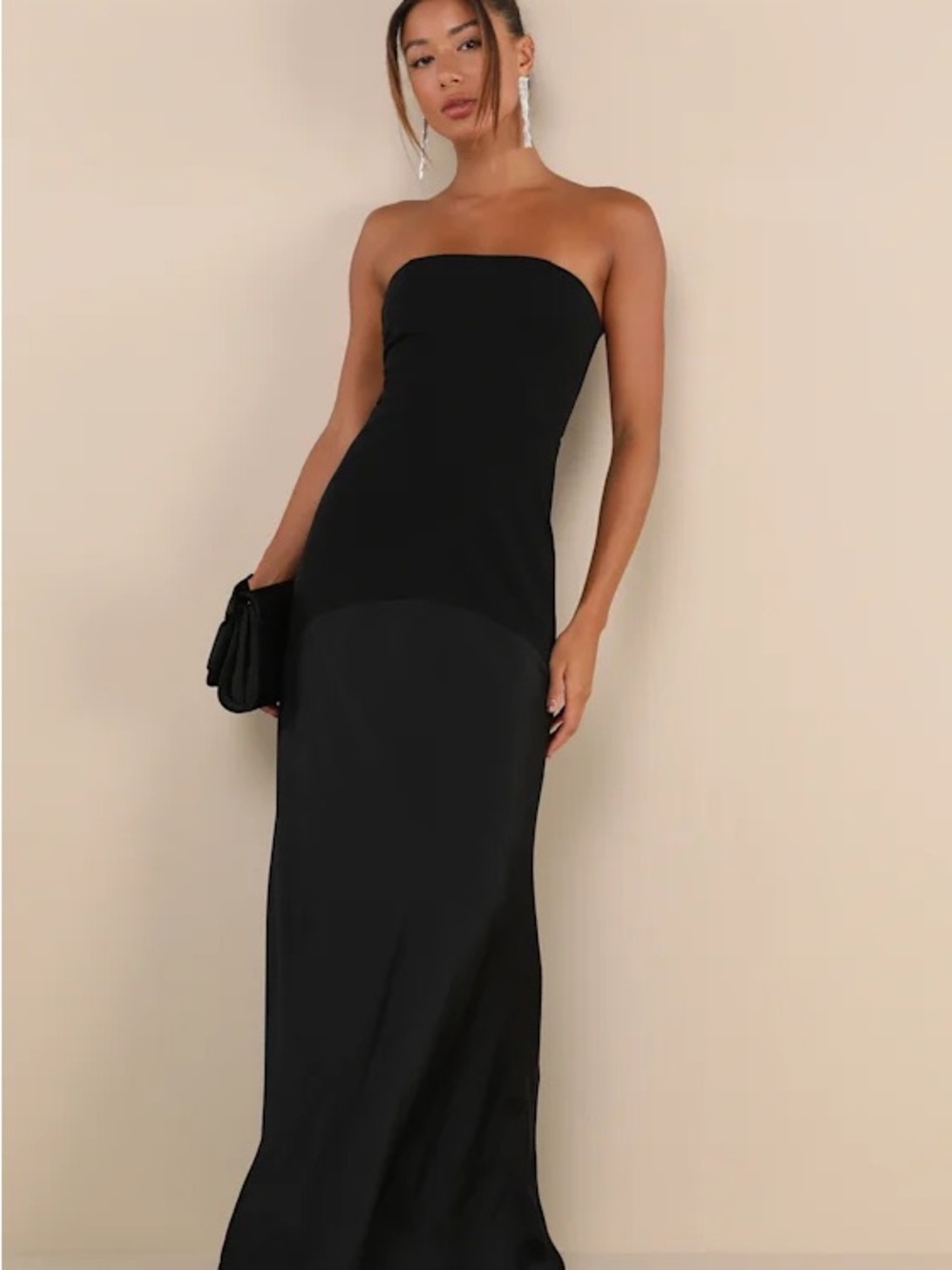 Lulu's Strapless Black Maxi Dress